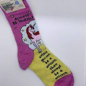 Blue Q Always Be Yourself…Unicorn W-crew socks NWT
